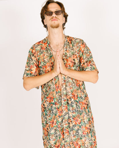 Floral Chiffon Maxi Kimono for Men