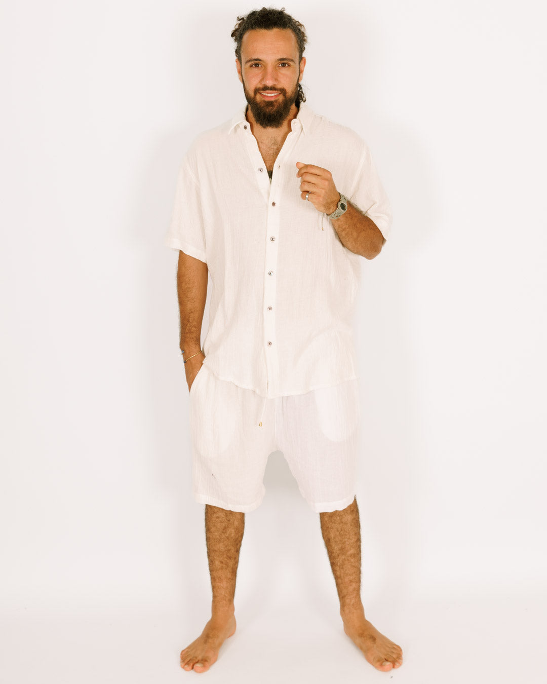 Button-up Shirt White for Men