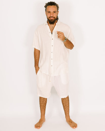 Button-up Shirt White for Men