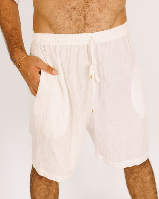 Short white trousers for men