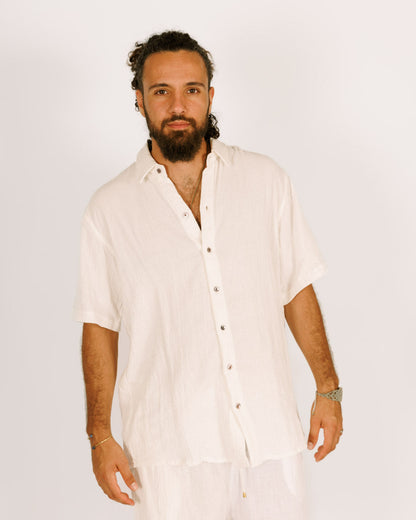 Button-up Shirt White for Men