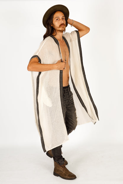 White Mesh Kimono / Cover-Up for Men