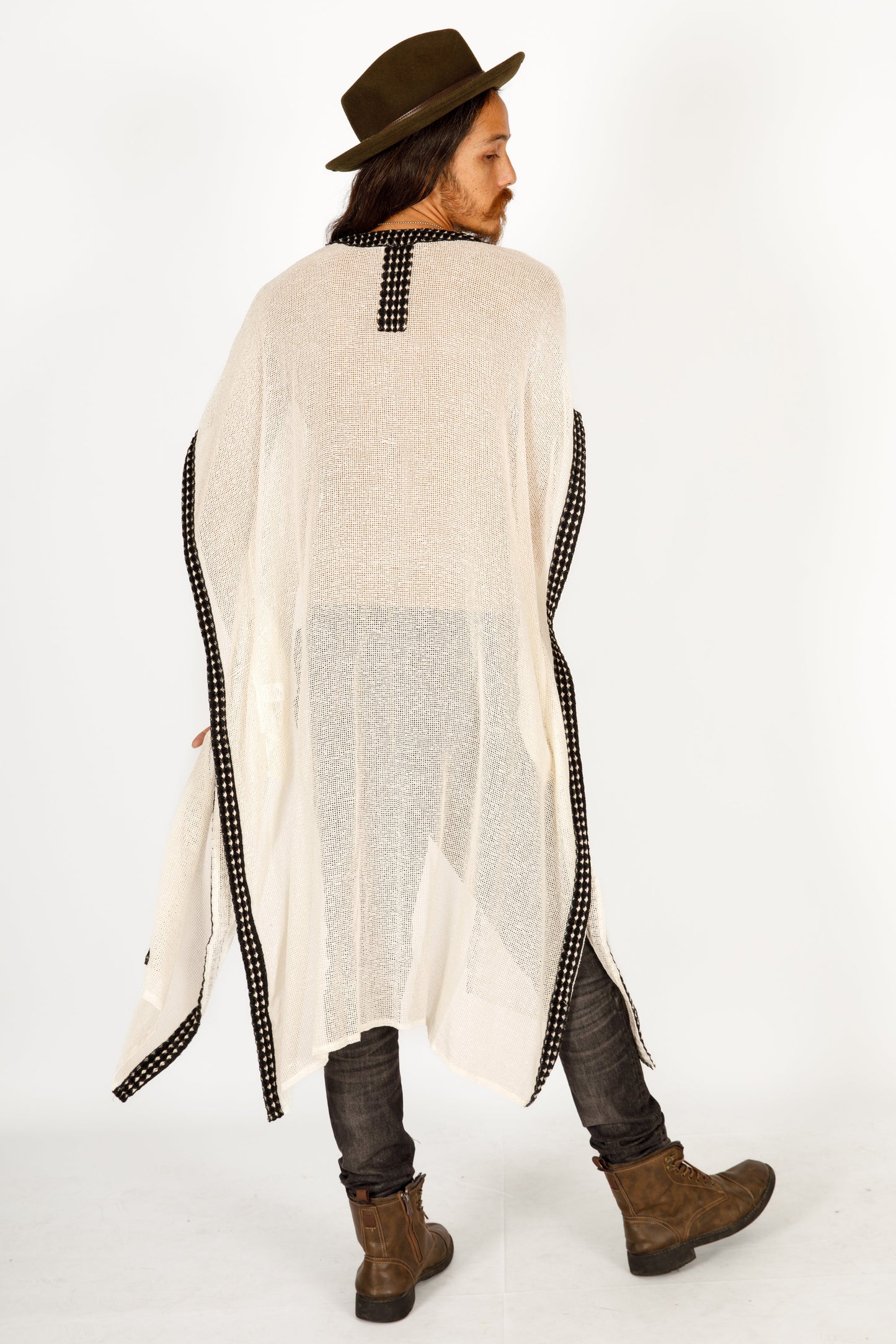 White Mesh Kimono / Cover-Up for Men